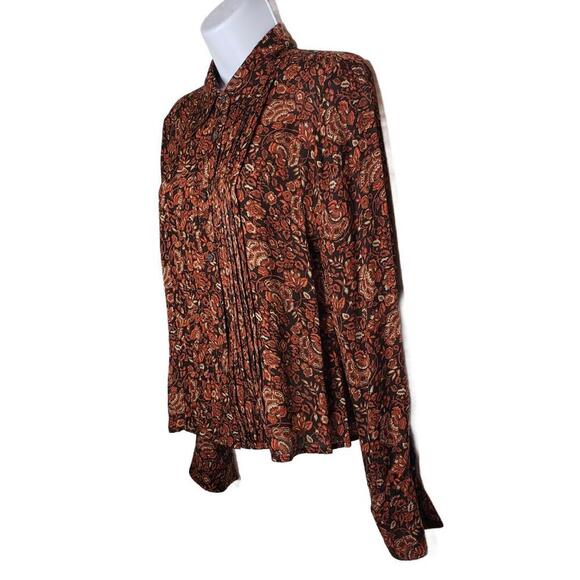 Vintage Barrie Pace Women's Sz 6 Floral Pleated Button Front Blouse (1684) - Picture 3 of 7